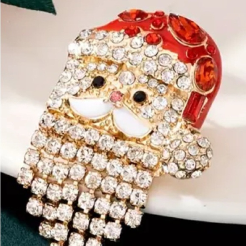Festive Santa Claus Rhinestone Earrings - Picture 4 of 5